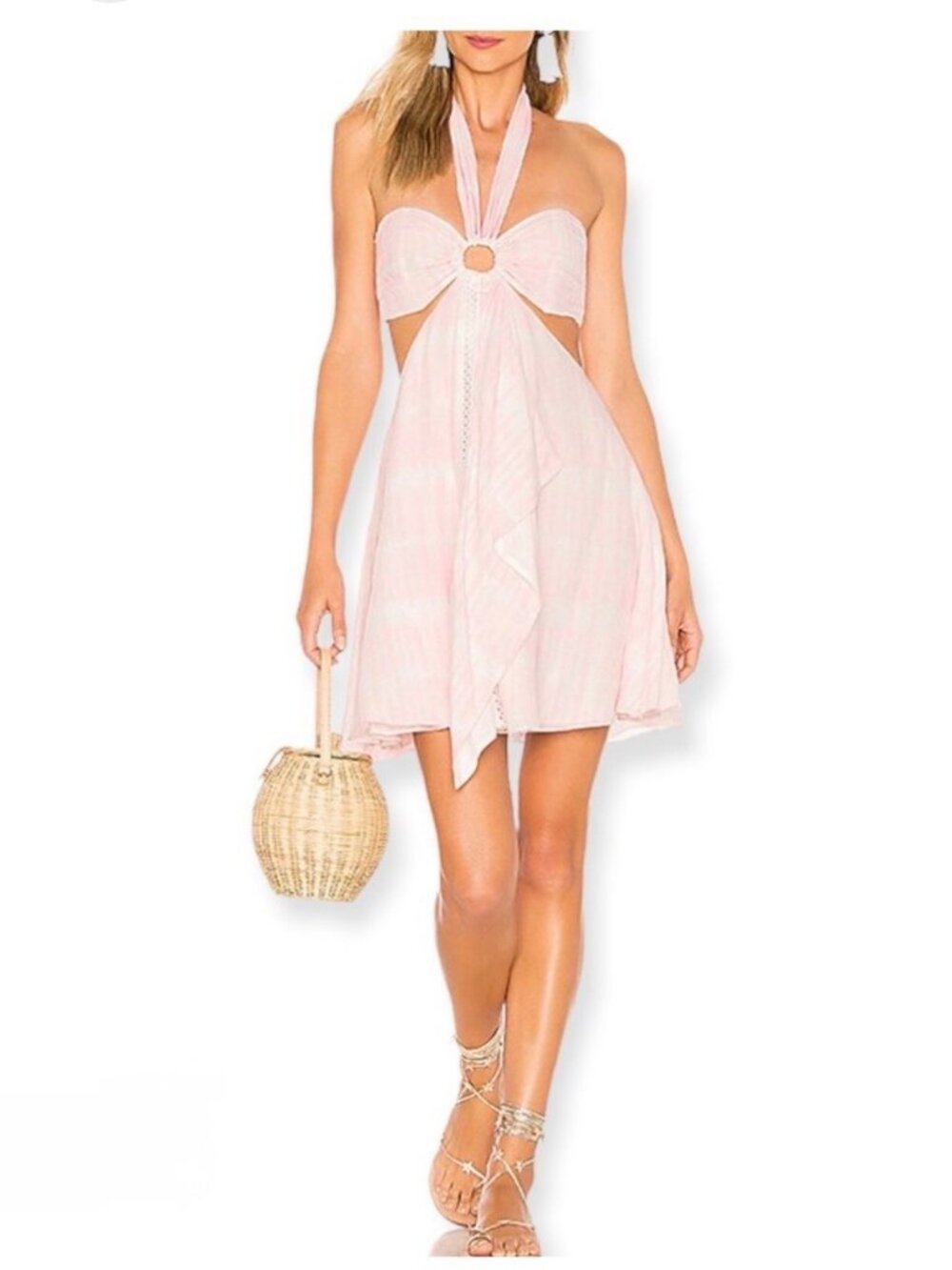 Jonathan Simkhai Pink Tie Dye Halter Mini Dress